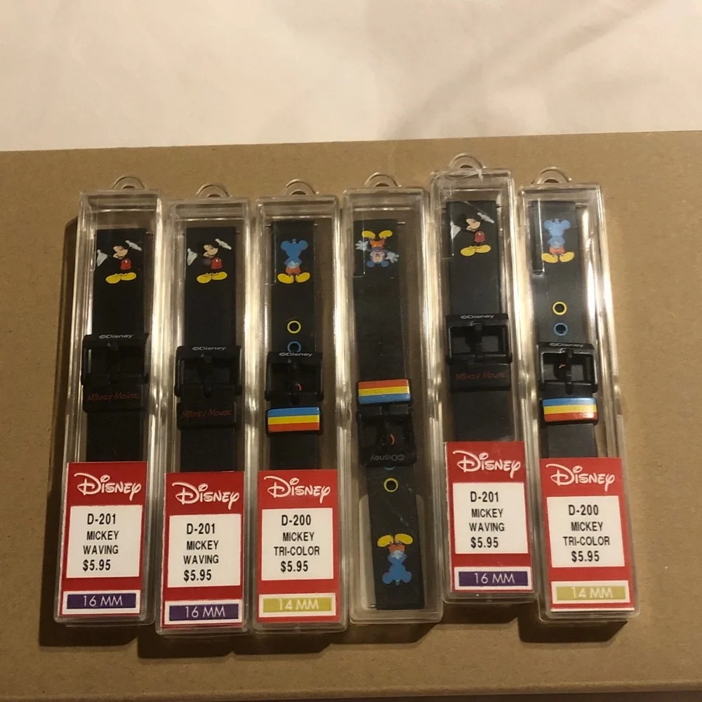 Disney Black Silicone Mickey Mouse Watch Bands with Multicolor Accents